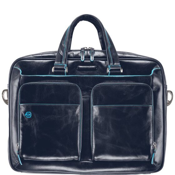 Piquadro Blauwe Square Briefcase III Leder 39 cm Laptopcompartiment