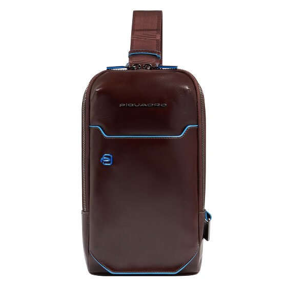 Piquadro Blauwe vierkante schoudertas leer 28 cm