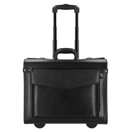 Dermata 2-wiel lederen pilotentrolley 45,5 cm laptopvak