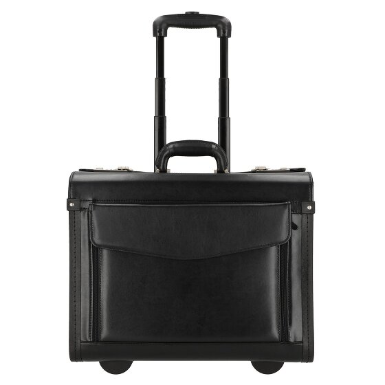 Dermata 2-wiel lederen pilotentrolley 45,5 cm laptopvak