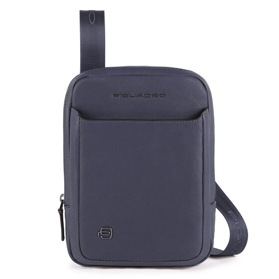 Piquadro Zwarte vierkante schoudertas leer 17 cm