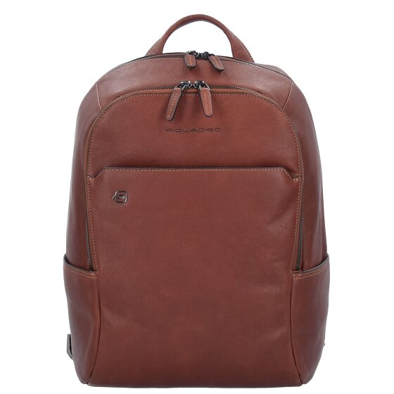 Piquadro Zwart Vierkante Rugzak Leder 39 cm Laptopcompartiment