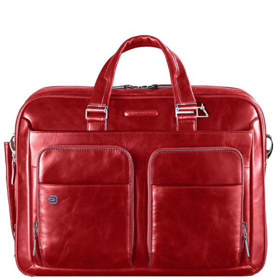 Piquadro Blauwe Square Briefcase III Leder 39 cm Laptopcompartiment