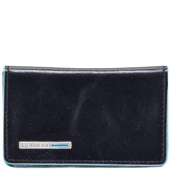 Piquadro Blauw vierkant etui voor visitekaartjes leer 10 cm