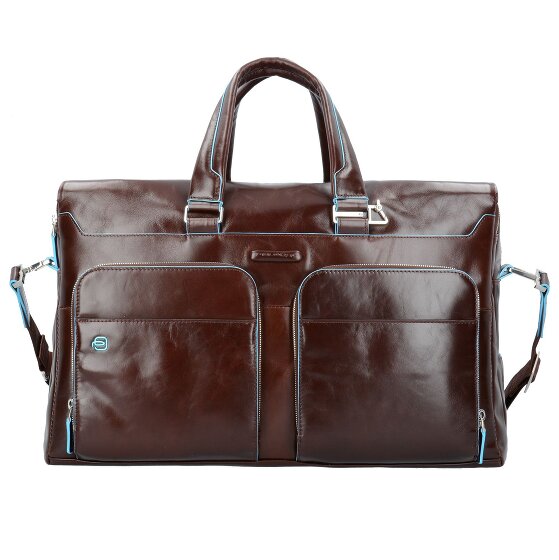 Piquadro Blauwe Vierkante Reistas Leder 47 cm Laptopcompartiment