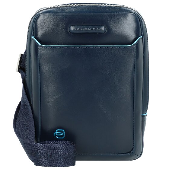 Piquadro Blauwe Vierkante Schoudertas Leer 22 cm