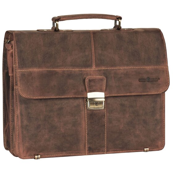 Greenburry Vintage aktetas leer 38 cm met 2 hoofdcompartimenten