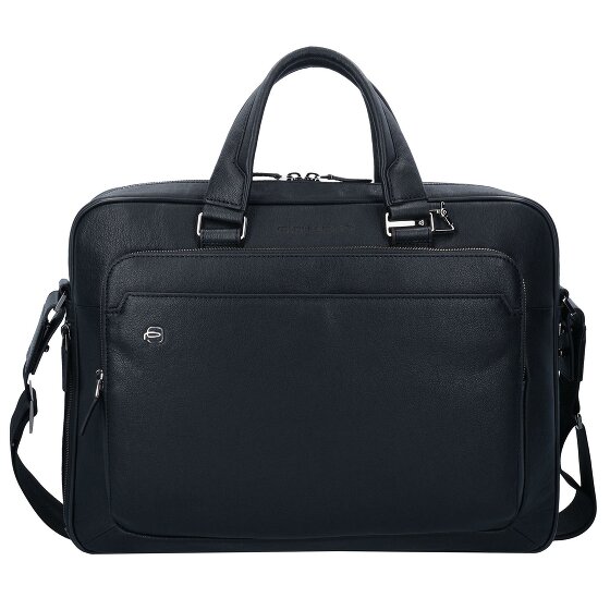 Piquadro Zwarte vierkante aktetas Leer 40 cm Laptopcompartiment
