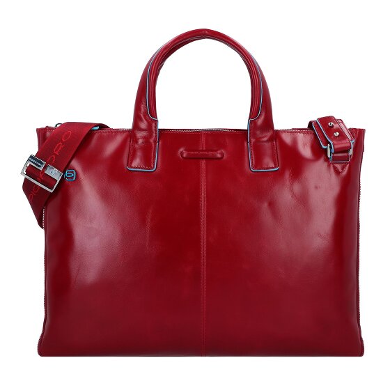 Piquadro Blauwe vierkante aktetas Leer 42 cm Laptop compartiment