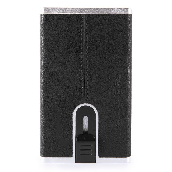 Piquadro Zwart Vierkant Creditcardetui RFID Leer 6 cm