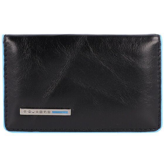 Piquadro Blauw vierkant etui voor visitekaartjes leer 10 cm