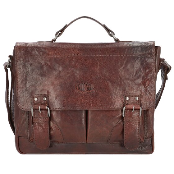 Pride and Soul Baggie Briefcase Leer 35 cm Laptopcompartiment