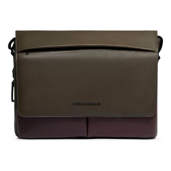 Piquadro Harper Aktetas Messenger Leer 37 cm Laptop compartiment