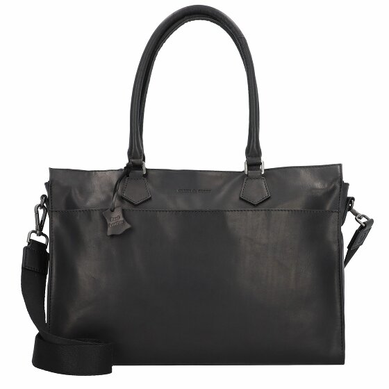 Greenburry Pure Black Schoudertas Leer 40 cm Laptop compartiment