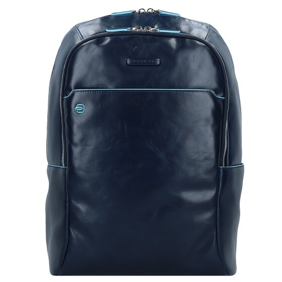 Piquadro Blauwe vierkante rugzak Leer 43 cm Laptopvak