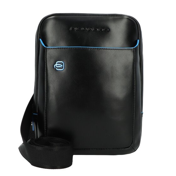 Piquadro Blauwe Vierkante Schoudertas Leer 22 cm