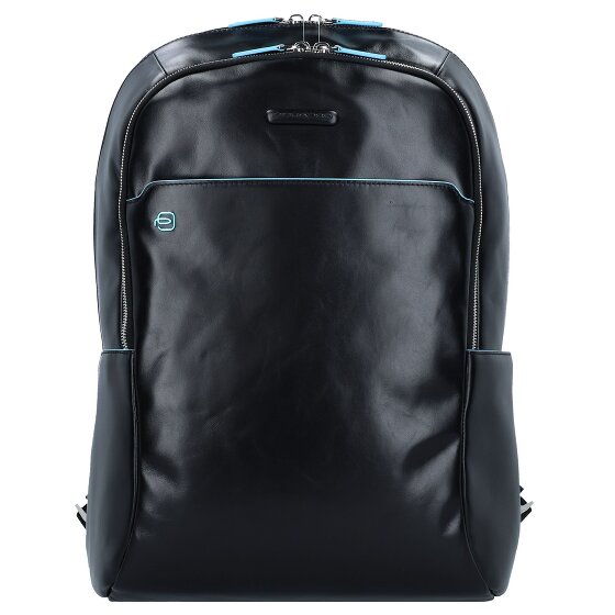 Piquadro Blauwe vierkante rugzak Leer 43 cm Laptopvak