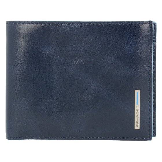 Piquadro Blauwe vierkante Leren Portemonnee 12,5 cm