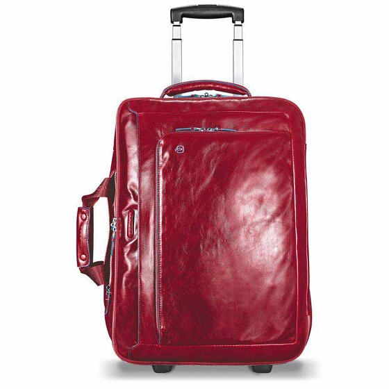Piquadro Blauwe vierkante 2-wiel Business Trolley Leer 51 cm Laptopcompartiment