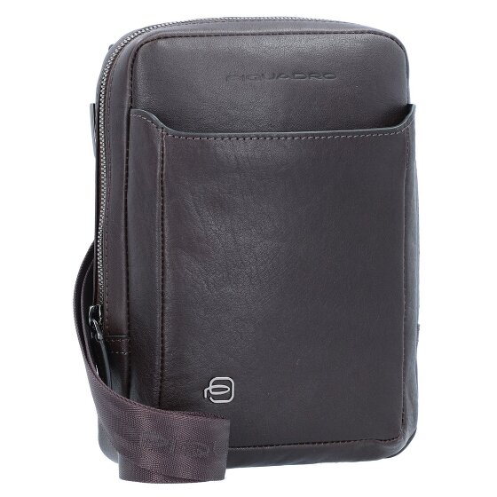 Piquadro Zwarte vierkante schoudertas leer 17 cm