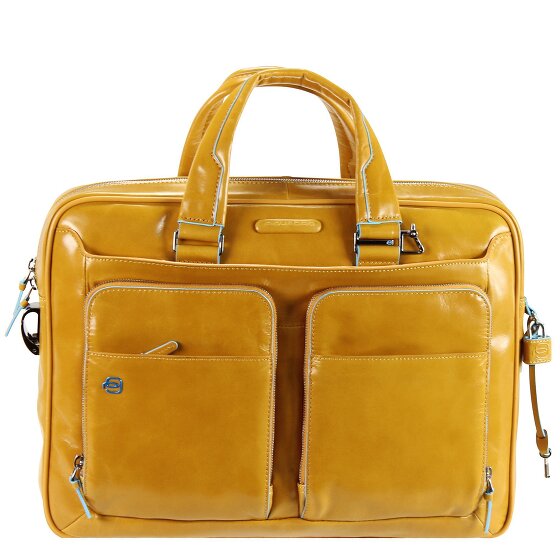 Piquadro Blauwe Square Briefcase III Leder 39 cm Laptopcompartiment