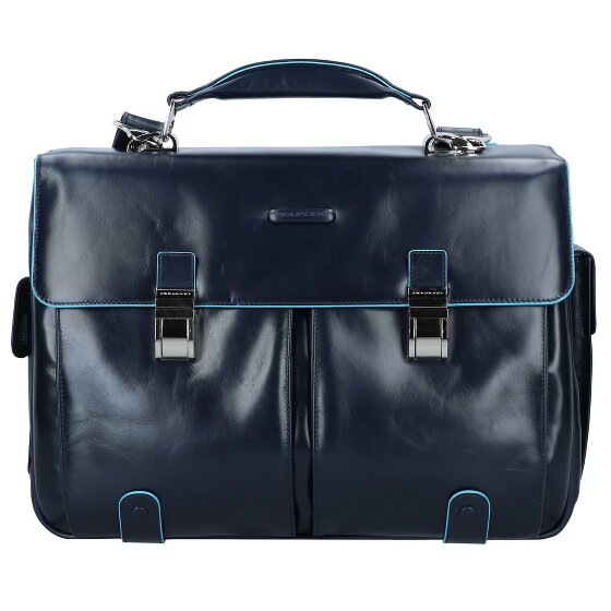 Piquadro Blauwe vierkante aktetas Leer 43 cm Laptopcompartiment