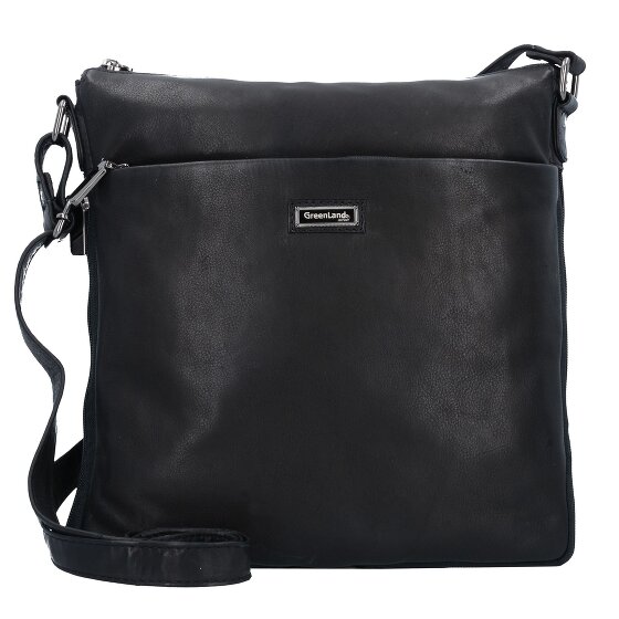 Greenland Nature Black Nappa Schoudertas Leer 29 cm