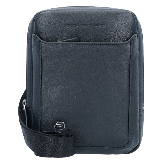Piquadro Zwarte vierkante schoudertas leer 17 cm