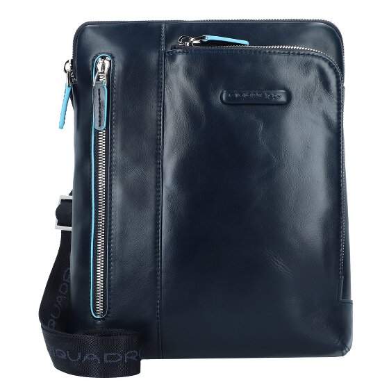 Piquadro Blauwe vierkante schoudertas leer 21 cm