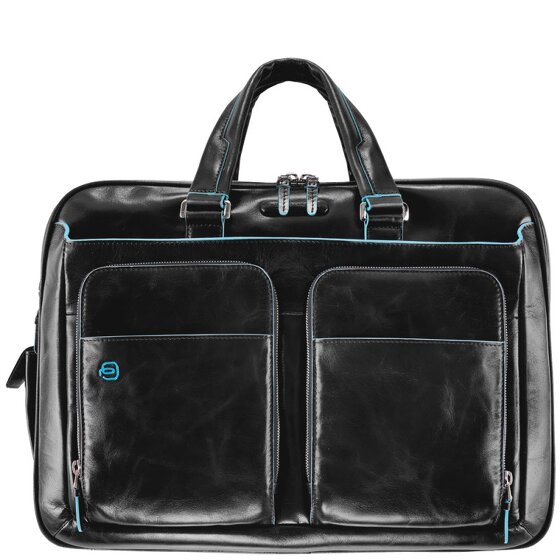 Piquadro Blauwe vierkante aktetas Leer 41 cm Laptopvak