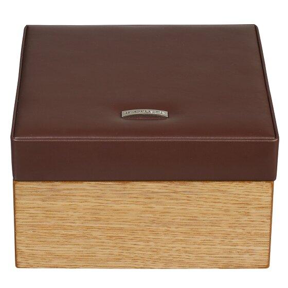 Windrose Houten juwelenkistje leer 18 cm