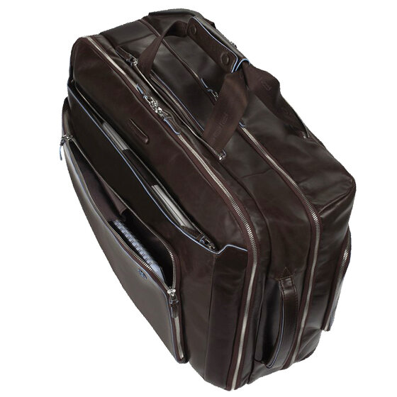 Piquadro Blauwe vierkante 2-wiel Business Trolley Leer 51 cm Laptopcompartiment
