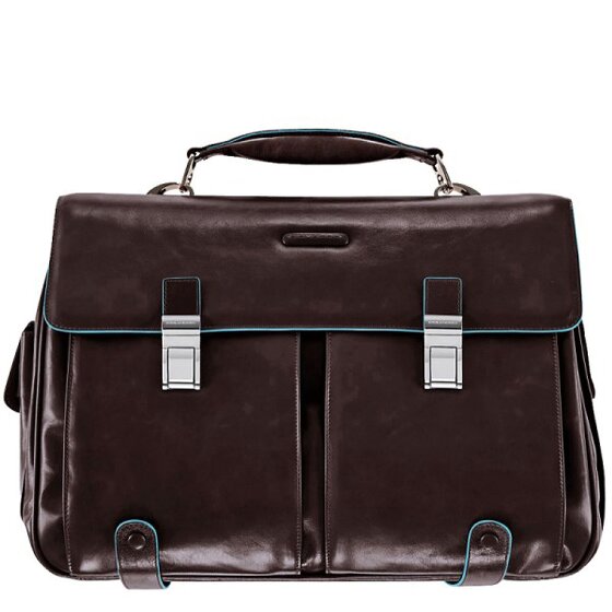 Piquadro Blauwe vierkante aktetas Leer 43 cm Laptopcompartiment