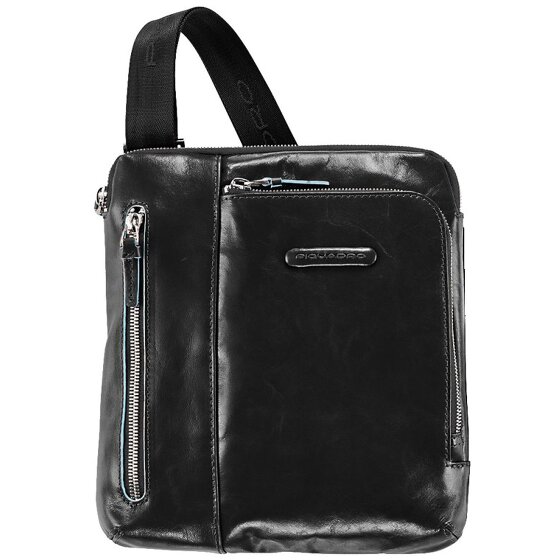 Piquadro Blauwe vierkante schoudertas leer 21 cm