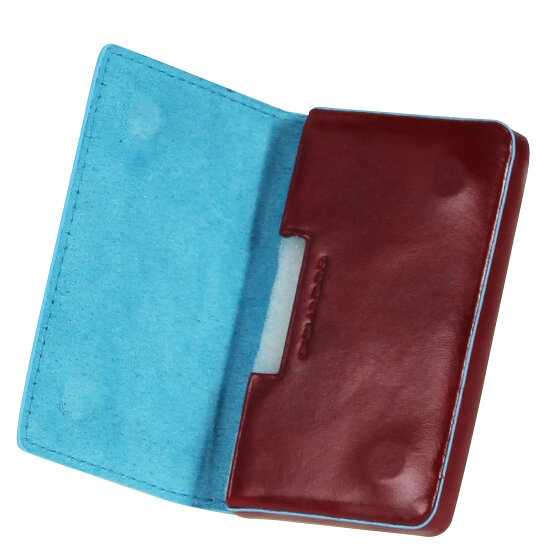 Piquadro Blauw vierkant etui voor visitekaartjes leer 10 cm