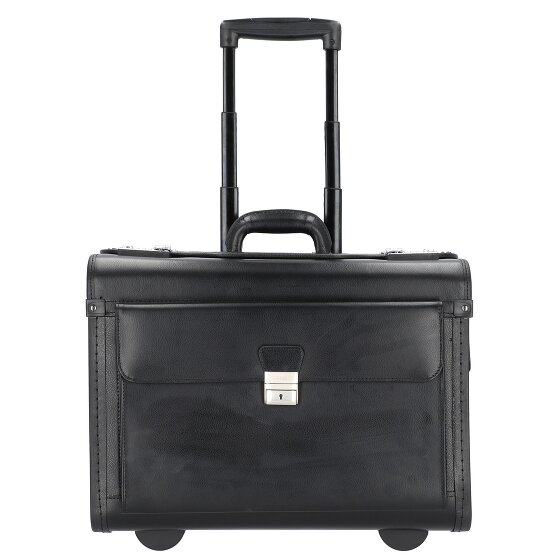 Alassio Leren pilotenkoffer met 2 wielen en 48 cm laptopvak