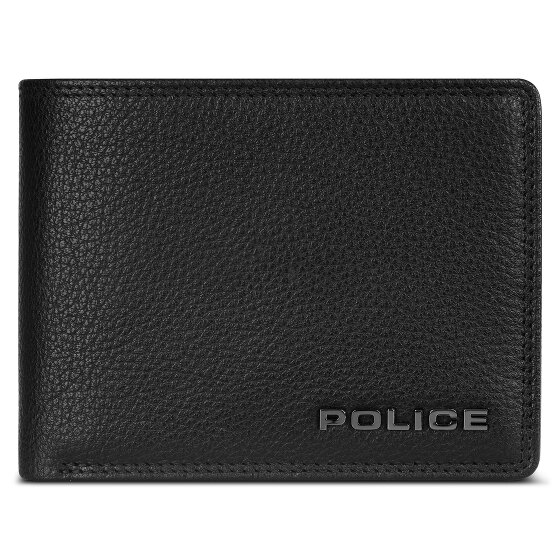 Police Portemonnee RFID leer 12 cm uitklapbaar met ritsvak
