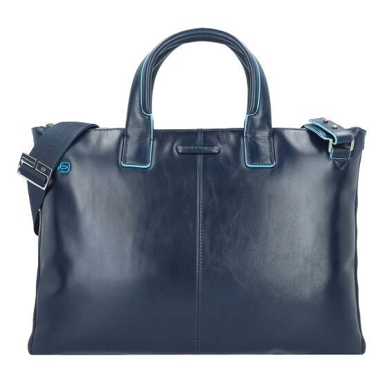 Piquadro Blauwe vierkante aktetas Leer 42 cm Laptop compartiment