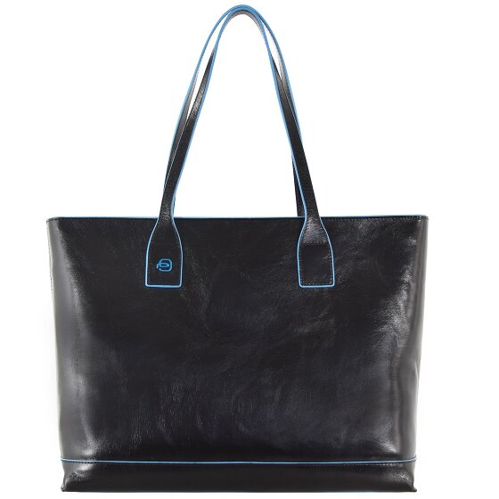 Piquadro Blauwe vierkante shopper tas leer 35 cm