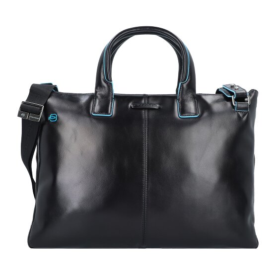 Piquadro Blauwe vierkante aktetas Leer 42 cm Laptop compartiment