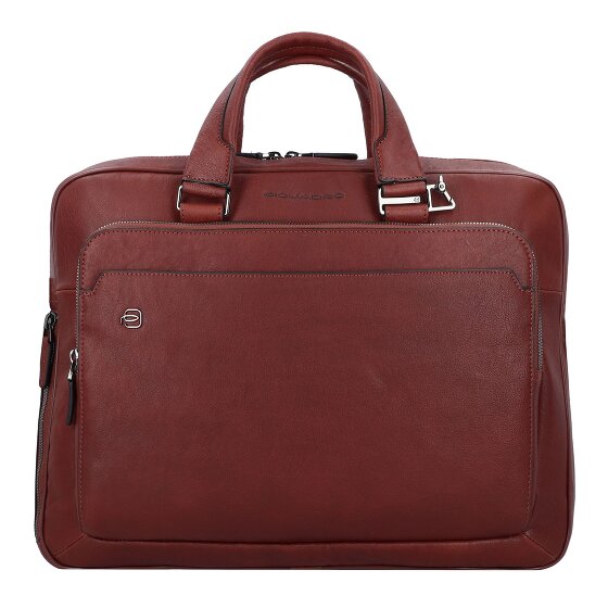 Piquadro Zwarte vierkante aktetas Leer 40 cm Laptopcompartiment