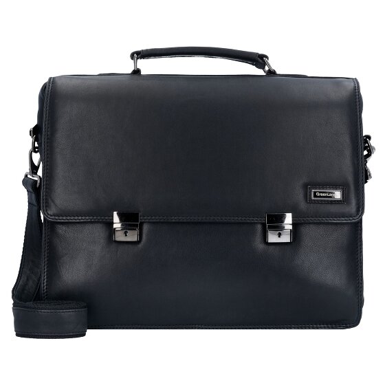 Greenland Nature Zwarte Nappa aktetas Leer 40 cm Laptopcompartiment