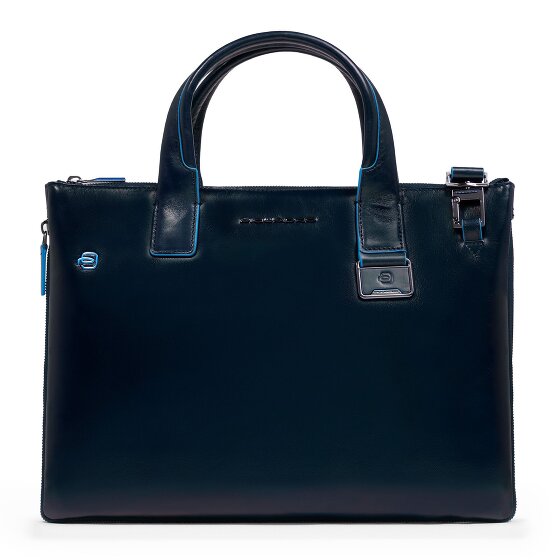 Piquadro Blue Square Shopper Tas Leer 38 cm Laptop compartiment met uitbreidingsplooi