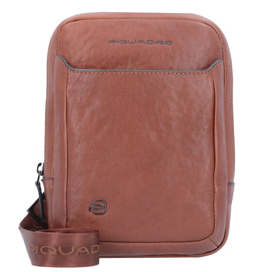 Piquadro Zwarte vierkante schoudertas leer 17 cm