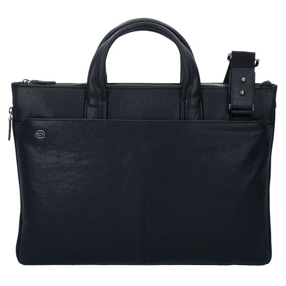 Piquadro Zwarte vierkante aktetas Leer 42 cm Laptopvak