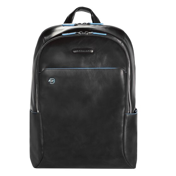 Piquadro Blauwe vierkante rugzak leer 39 cm Laptopvak