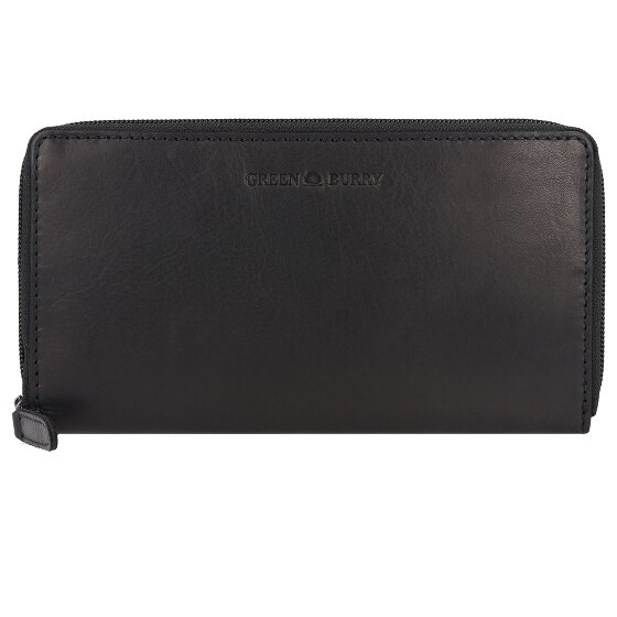Greenburry Pure Black Portemonnee RFID-bescherming Leer 19.5 cm