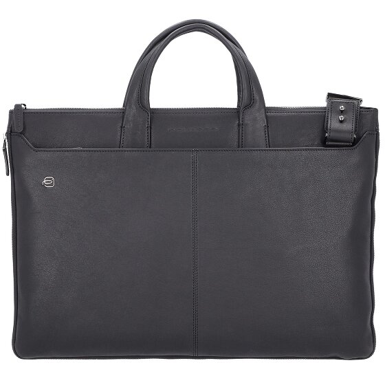 Piquadro Zwarte vierkante laptoptas leer 47 cm