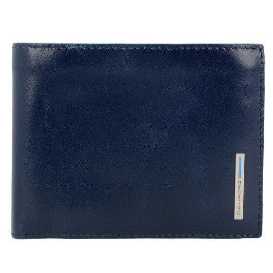 Piquadro Blauwe vierkante Leren Portemonnee 12,5 cm