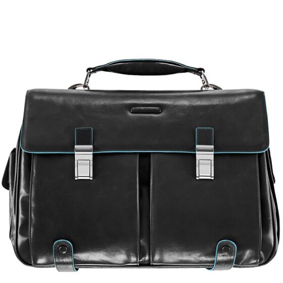 Piquadro Blauwe vierkante aktetas Leer 43 cm Laptopcompartiment